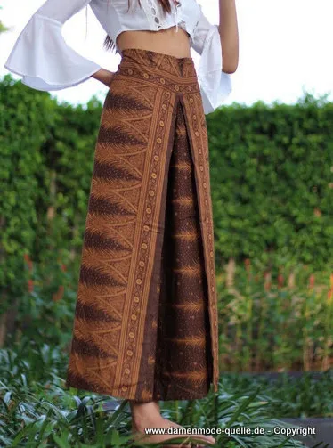 Bohostyle Print Sommerhose in Kaffee