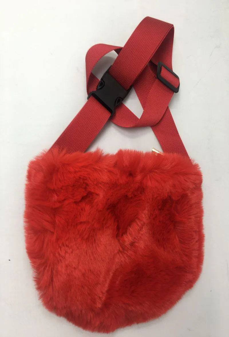 Faux fur banana bag