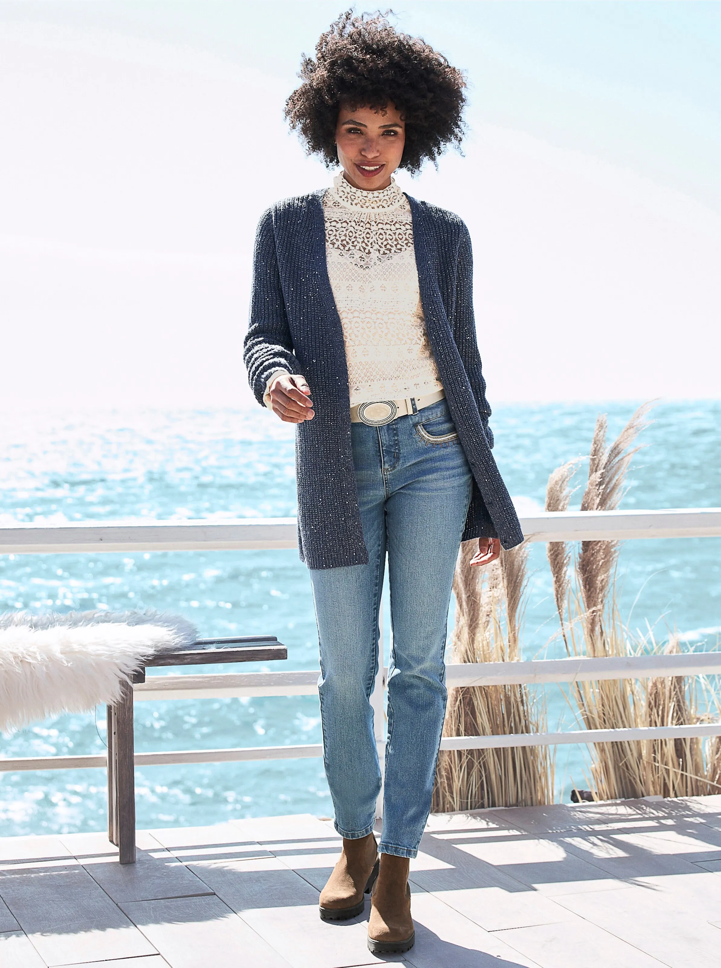 heine Push-up-Jeans in blue-bleached