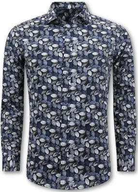 Herrenbluse mit langen Ärmeln – Freizeithemd Herren – Blau