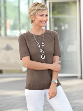 Kurzarmpullover in taupe