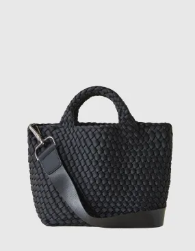 Naghedi St Barths Small Tote Onyx // Geflochtene Tote Bag mit abnehmbarem Schulterriemen und Pouch