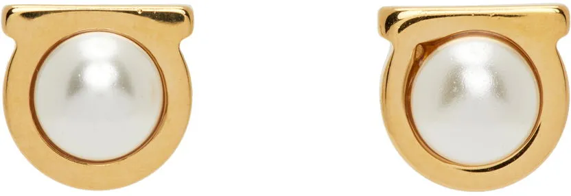 Ohrringe FERRAGAMO Gancini Pearl Earrings "Gold" 760121 - 696454