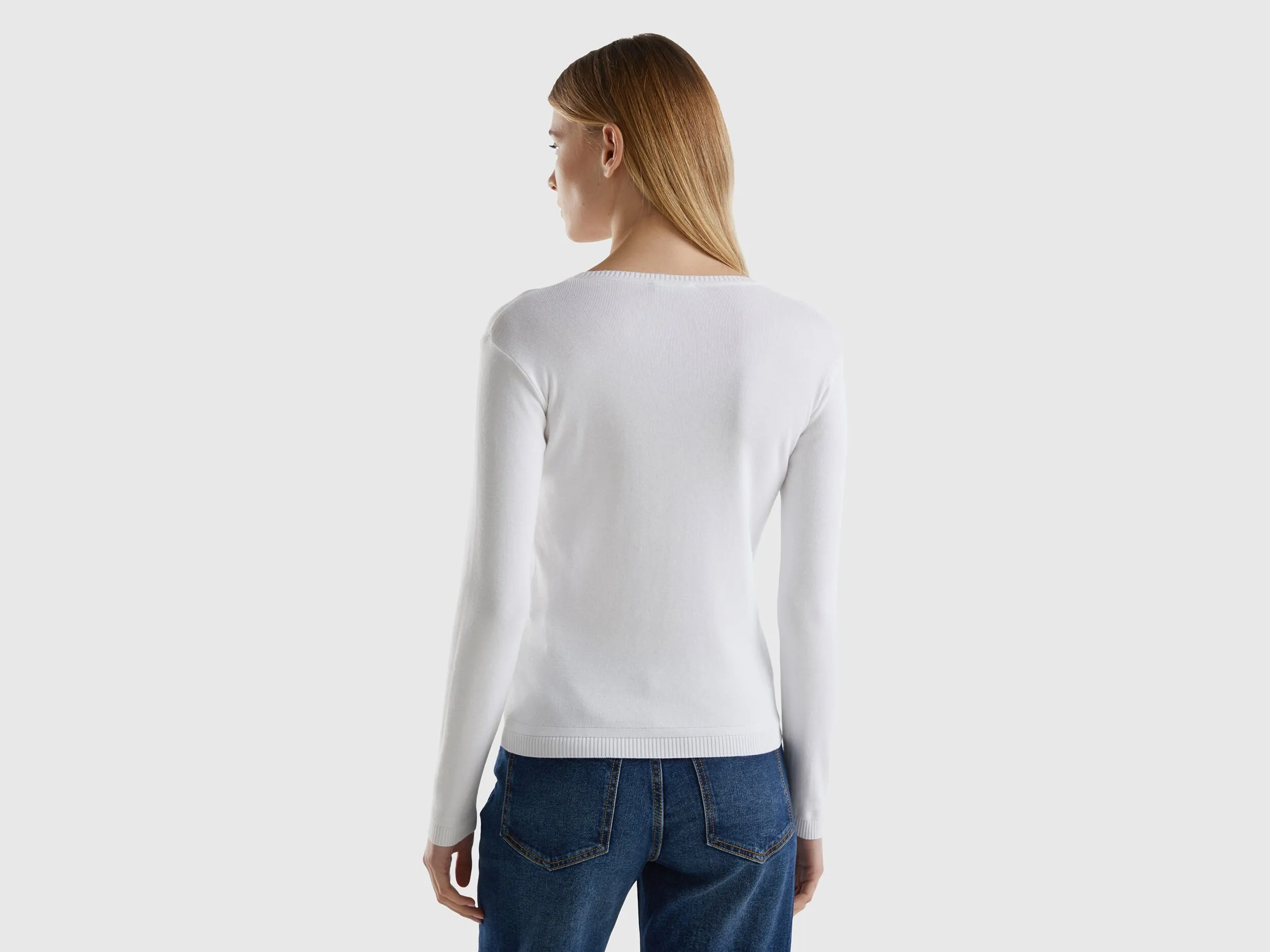 Pullover mit rundem Ausschnitt aus reiner Baumwolle