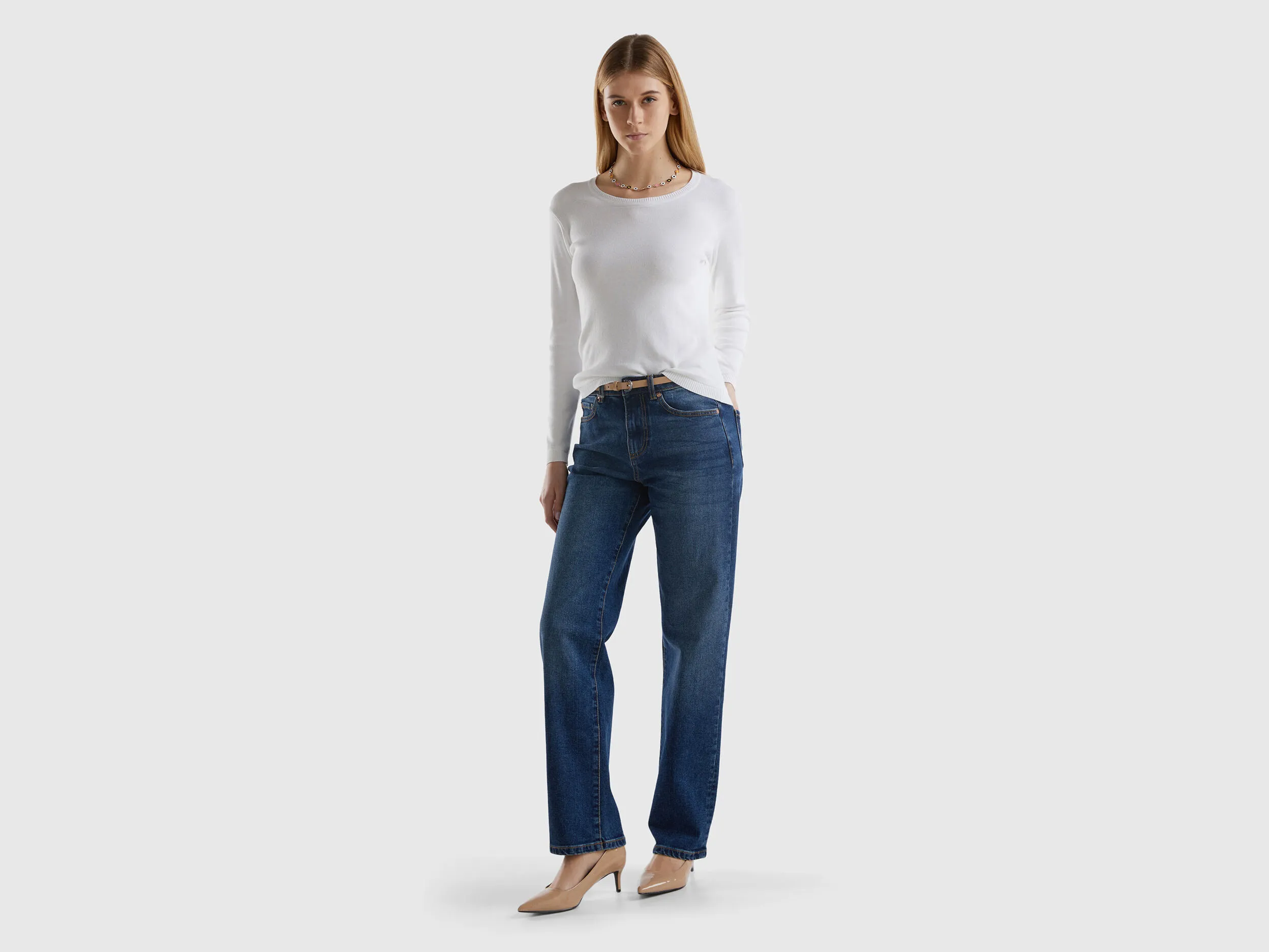 Pullover mit rundem Ausschnitt aus reiner Baumwolle