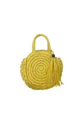 ROUND STRAW BAG WITH POMPOM