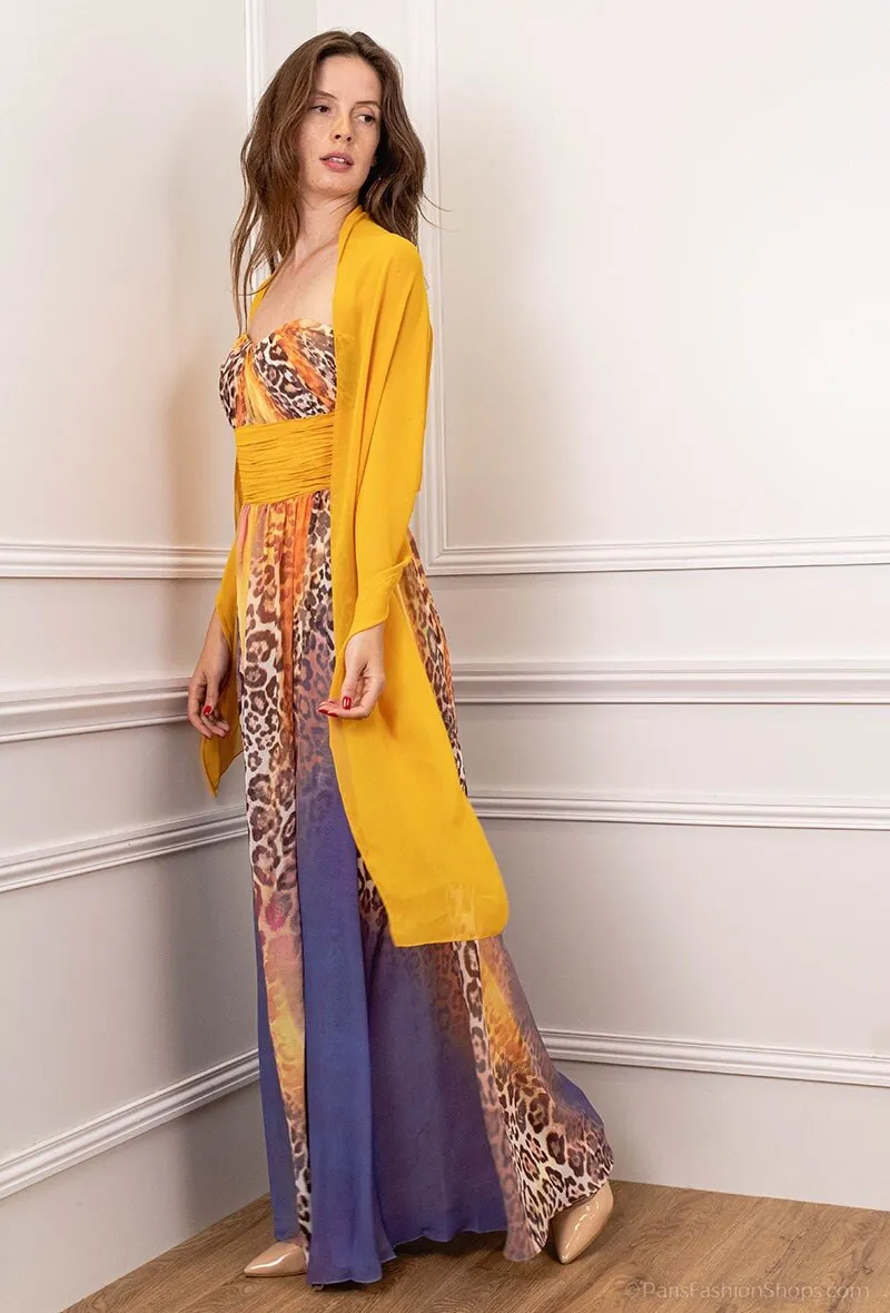 Trägerloses Chiffonkleid