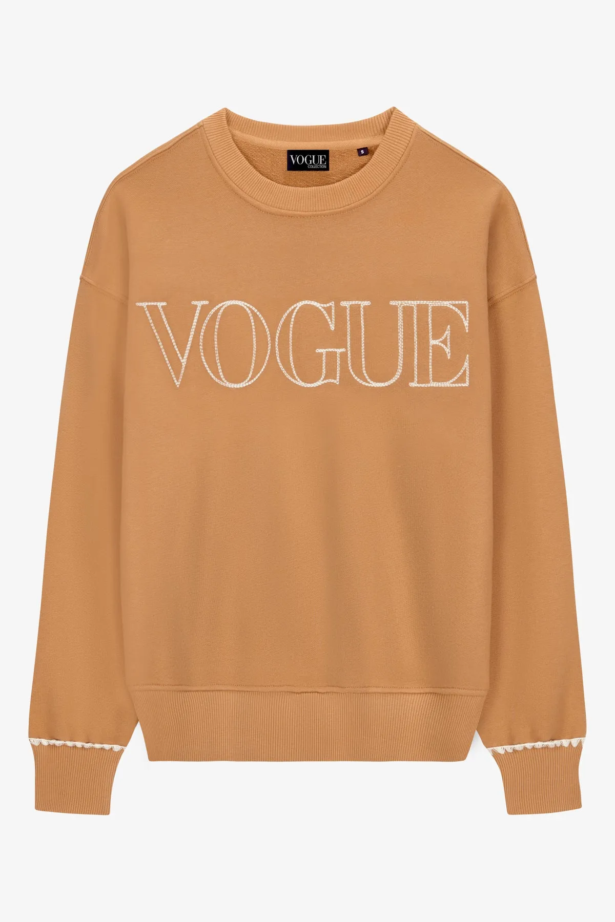VOGUE Sweatshirt Camel mit Stickereien