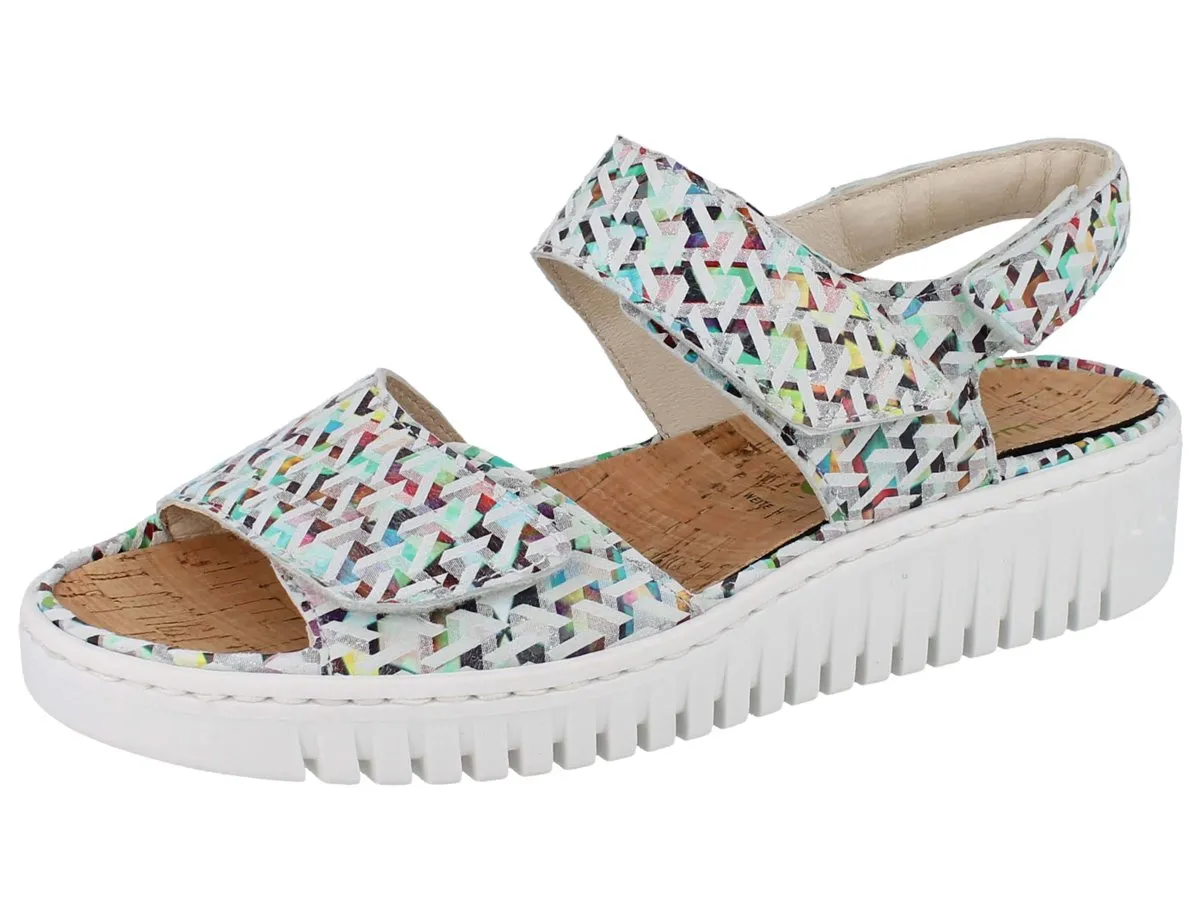 WALDLÄUFER H-Willow Damen Sandale multi bedrucktes Leder